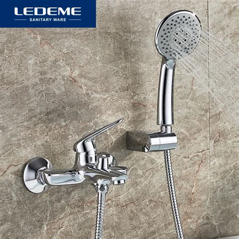 LEDEME Bathroom Bathtub Faucet Handheld Shower Chrome Finish Single ...