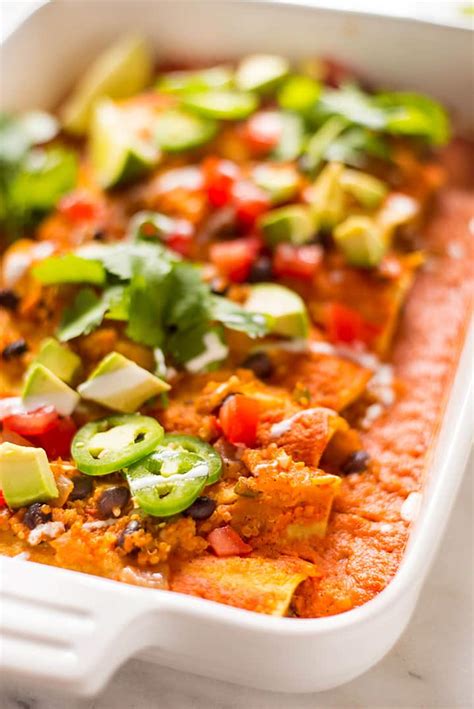 Spicy Quinoa And Black Bean Vegan Enchiladas • A Sweet Pea Chef