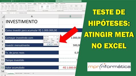 Teste de Hipóteses no Excel Atingir Meta YouTube