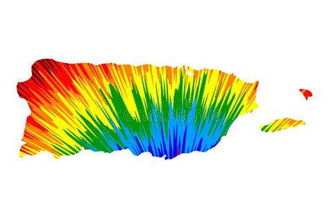 Puerto Rico Map Is Designed Rainbow Abstract Colorful Pattern Stock