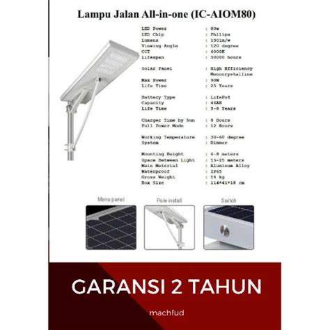 Jual Lampu Pju Solar Panel ALL IN ONE 80W ICOM IC AIOM80 Shopee Indonesia