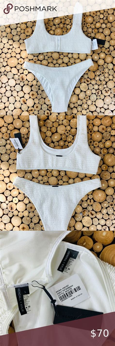 Kendall Kylie Nwt Henley Bikini Set Optic White