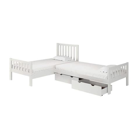 Alaterre Furniture Aurora White Twin Corner Twin Wood Bed with Storage ...