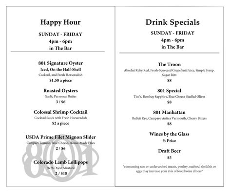 Claw House Happy Hour Menu At David Daigle Blog
