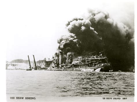 Uss Shaw Dd 373 Sinking After Magazine Explosion In Pearl Harbor On 7