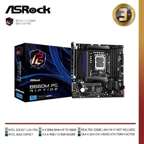 Jual ASROCK B660M PG Riptide Motherboard Intel B660 LGA 1700 DDR4