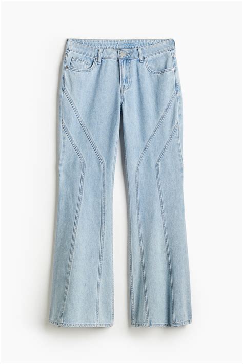 Flared Low Jeans Light Denim Blue Ladies Handm Gb