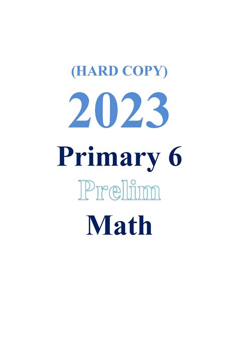 P Primary Mathematics Math Psle Sa Prelim Papers Hardcopy