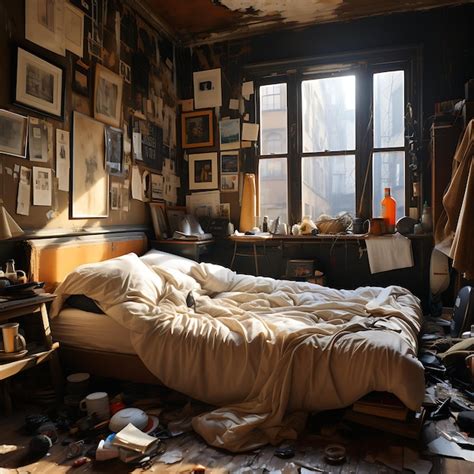 Premium Ai Image Messy Bedroom Illustration