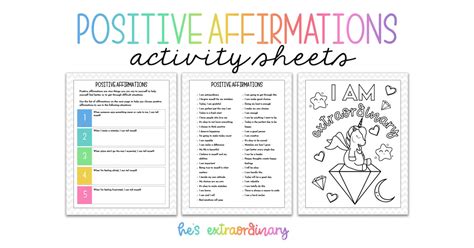 Positive Affirmation Activity Sheets