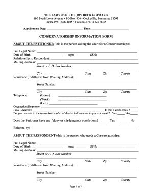 Fillable Online Conservatorship Information Form Bjbgb Blawbbcomb Fax