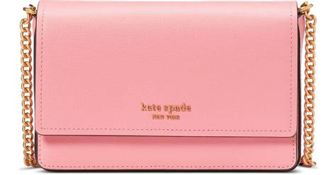 Kate Spade Morgan Saffiano Leather Flap Chain Wallet In Pink Lyst