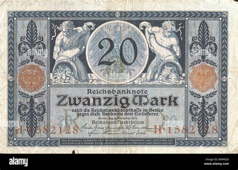 2 F30 D1 1915 1 20 Mark 1915 Finanzen Banknoten Deutsche Reich