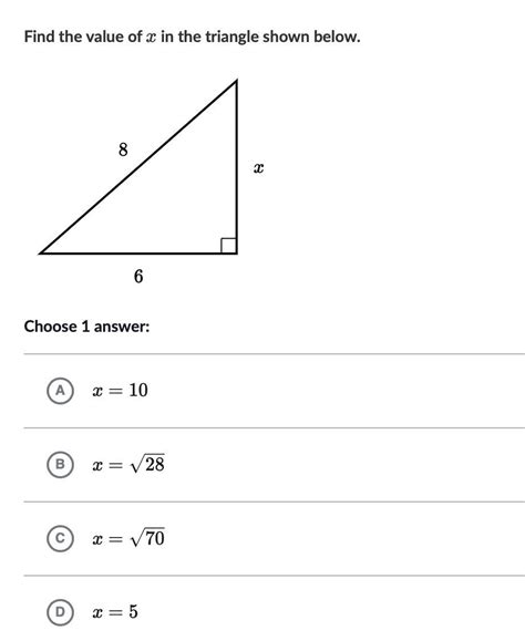 Find The Value Of The X In The Triangle Shown Below Please Help