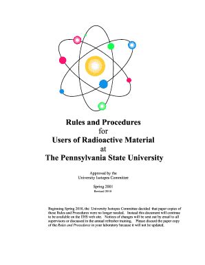 Fillable Online Ehs Psu Rules And Procedures For Users Of Radioactive