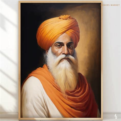 Guru Nanak Portrait Print Poster Japji Sikh Art Sikhism Yogi Swami Guru