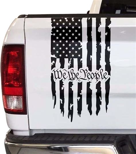 We The People Distressed American Usa Us Flag Truck Tailgate Vinyl