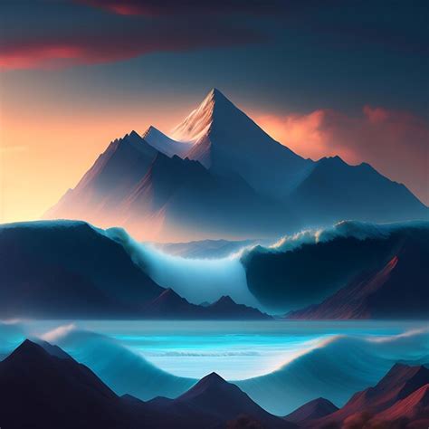 Premium AI Image | Abstract 3D Digital Art Landscape with Mountains and Clouds Natural Disaster ...