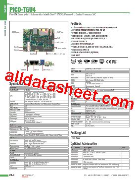 PICO TGU4 A10 0004 Datasheet PDF AAEON Technology