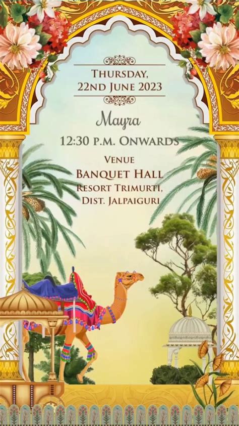 Rajasthani Theme Mayra Ceremony Design Template Wedding Invitation