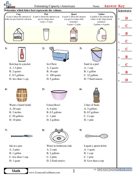 Free Capacity Measurement Worksheet Download Free Capacity Measurement Worksheet Png Images