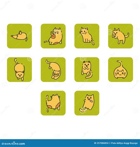 Cat Icon Set Stock Vector Illustration Of Icon Kitten 257086854