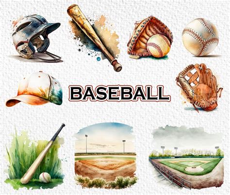 Baseball Watercolor Clipart Baseball Png Watercolor Sports Etsy