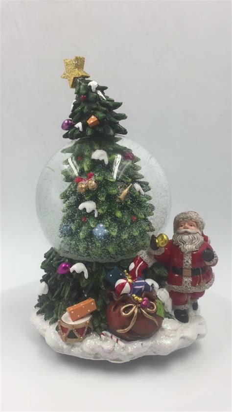 Polyresin Christmas Santa Musical Wind Up Water Snow Ball Globe