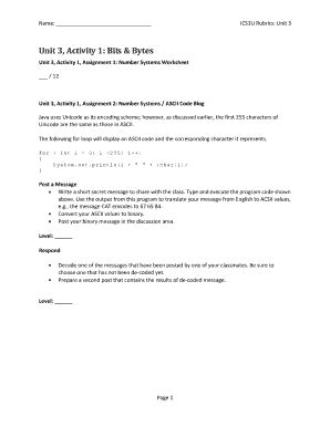 Fillable Online Unit 3 Activity 1 Bits Bytes Fax Email Print