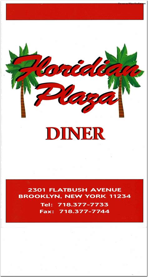 Floridian Plaza Diner Restaurant in Brooklyn / Official Menus & Photos