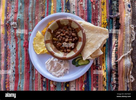 Traditional Breakfast Served In A Bedouin Style Resort Camp In Ras El