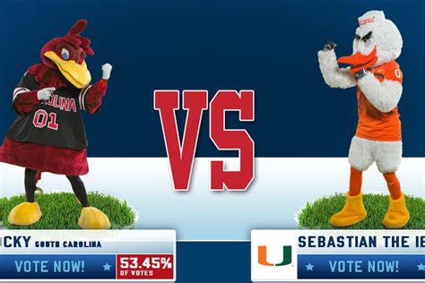 Capital One Mascot Challenge Cocky Vs Sebastian The Ibis In Battle Of Unbeatens Garnet And