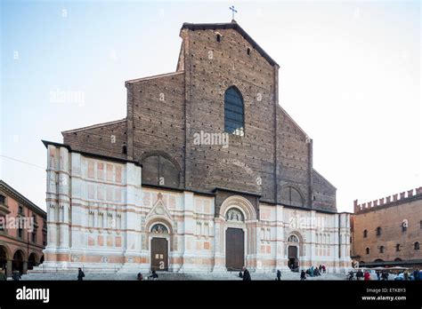 Main Facade Basilica Of San Petronio Bologna Emilia Romagna Italy