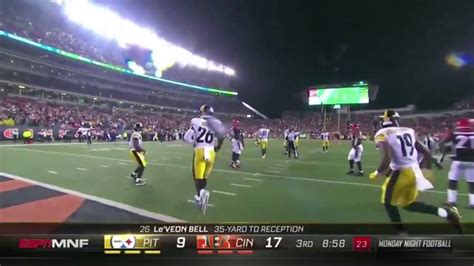 Leveon Bell Touchdown With Crazy Celebration Steelers Vs Bengals