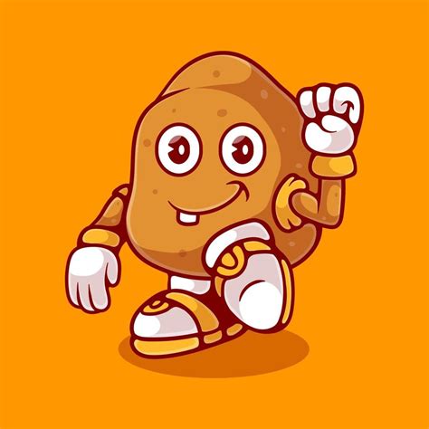 cute dance potato illustration suitable for mascot sticker and t-shirt ...