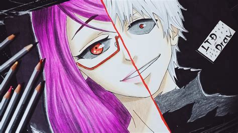 Draw Kaneki Ken And Kamishiro Rize Tokyo Ghoul Vẽ Kaneki Ken Và