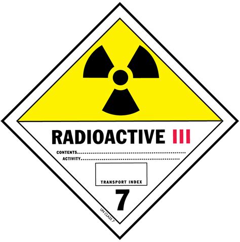 Dot Radioactive Iii Label For Hazardous Materials Class 7