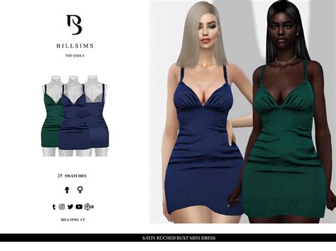 The Sims Resource Satin Ruched Bust Mini Dress