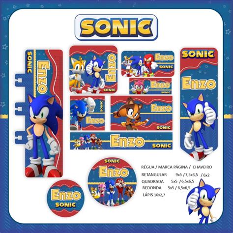 Arquivo Em Png Etiqueta Escolar Sonic Produtos Elo7