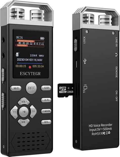 128gb Digital Voice Recorder With Playback Voice Activated Recorder For Lectures