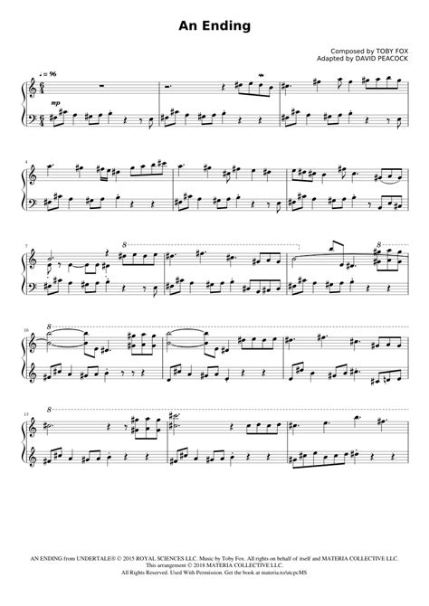 An Ending Undertale Complete Piano Sheet Music Sheet Music For Piano Solo