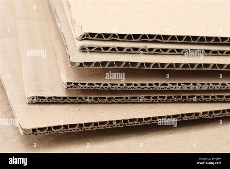 Sheets Of Brown Corrugated Cardboard Closeup View Stock Photo Alamy