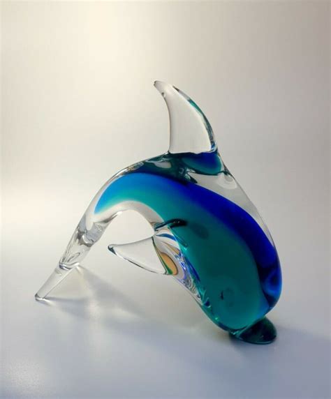 Vintage V Nason And Co Murano Blue Sommerso Art Glass Dolphin Etsy