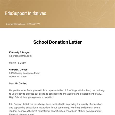 Free School Donation Letter - Edit Online & Download | Template.net