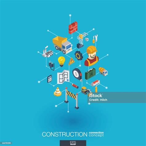 Ilustración De Construcción Integrada 3d Iconos Web Concepto Isométrico De Red Digital Y Más