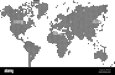 Dotted Map Of World Halftone Design Simple Flat Vector Illustration