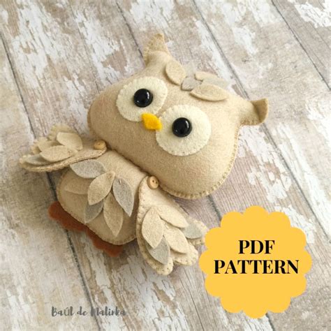 Owl Sewing Pattern Felt Owl Ornament Owl Doll Felt Tutorial Etsy