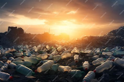 Premium Photo | Environmental Impact Plastic Bottles at Landfill