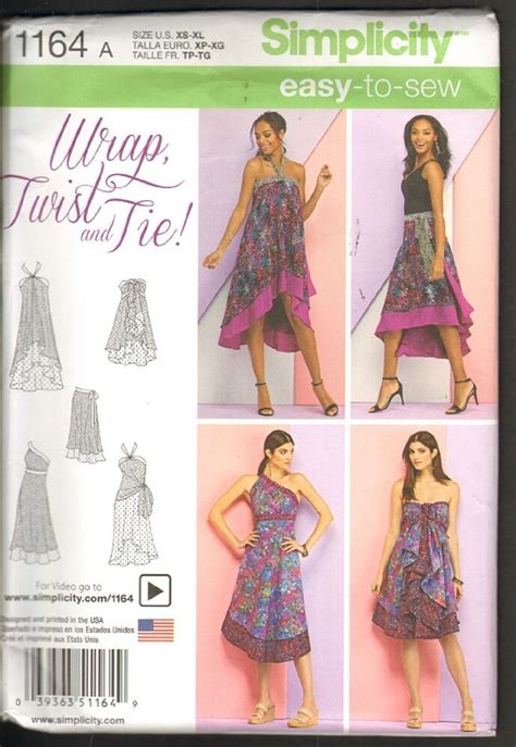 Oop Simplicity Sewing Pattern Wrap Twist Tie Skirt Misses Size