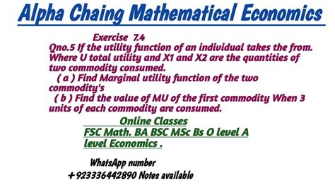 Alpha Chaing Mathematical Eco Exercise 7 4 Qno 5 Part A B By